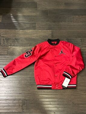 Nike Air Jordan Satin Jacket red new Boys Youth Size Medium 10-12 years old